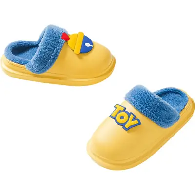 Toy-themed EVA Wool Slippers Yellow Blue Women Winter