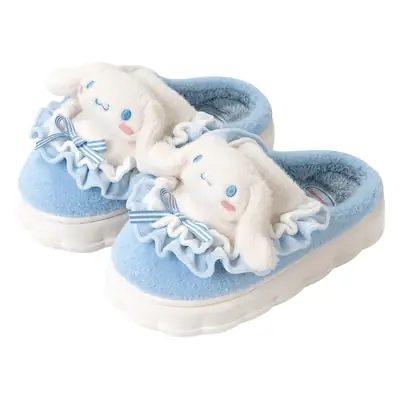 Cute Moon Dog Cotton Winter Slippers Women