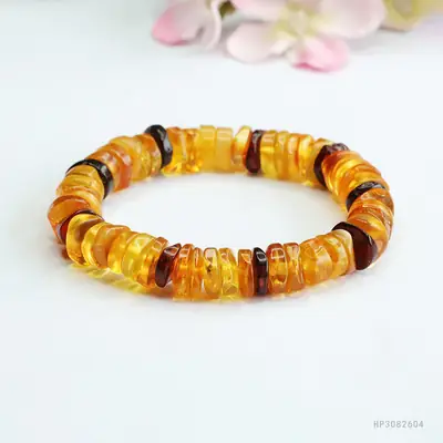 Natural Amber Multi-Gemstone Blood Amber Bracelet