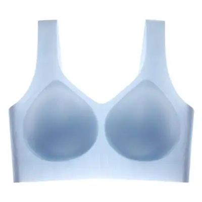 Soft Blue Seamless Wireless Underwear for Big Chest