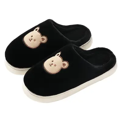 Women Winter Cartoon Bear Embroidered Plush Slippers
