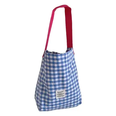 Women Plaid Canvas Shoulder Bag 2023 College Art Commute