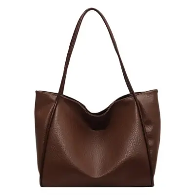 Korean Style Brown Leather Tote Bag for Women