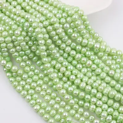 7-8mm Fluorescent Green Micro Thread Round Beads