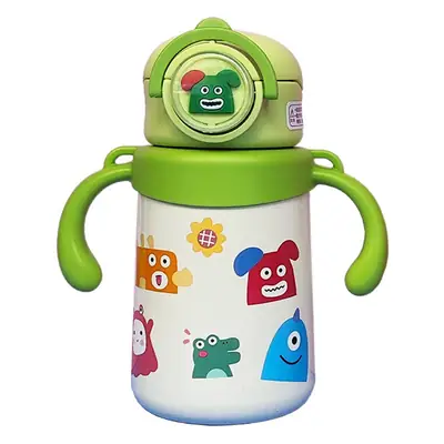 Dual-use children's thermos cup cute cartoon water cup handle strap straw Cup student kindergarten kettle drinking cup
