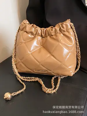 Nude Quilted Shoulder Bag with Chain Strap