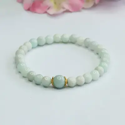 Guan Yu Jadeite Bracelet Round Beads Green