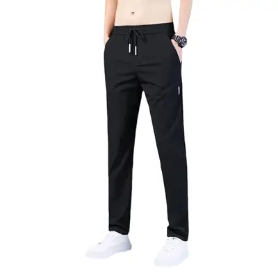 Men Fleece Lined Straight Pants Plus Size Grey