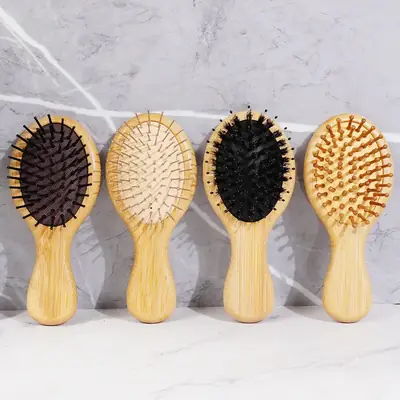 Bamboo Scalp Massage Comb with Steel Needle