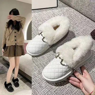 Women's Fleece Lined Snow Boots Low Cut Slip-On