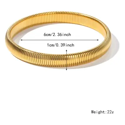 Thick European and American cross-border popular jewelry elastic wide titanium steel bracelet female light luxury niche exaggerated metal vertical stripe ring