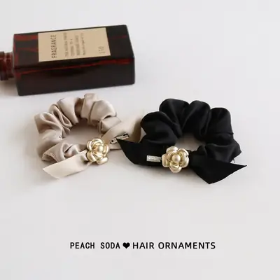French Style Camellia Hair Bands Black & Peach