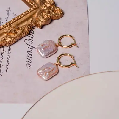 Retro Baroque Pearl Square Earrings Women 2023