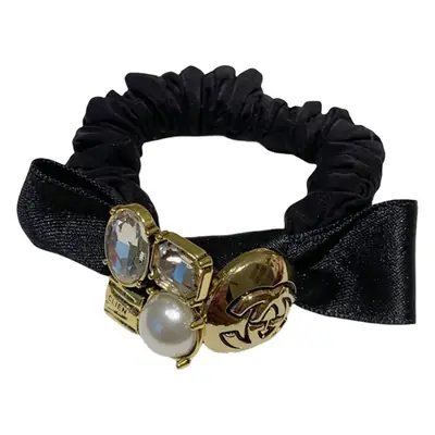 Black Baroque Hair Band with Pearl & Gold Accents