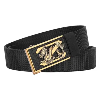 Men's Black Dragon Belt with Gold Buckle