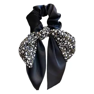 Korean Style Hair Tie with Floral Beads Black Coffee