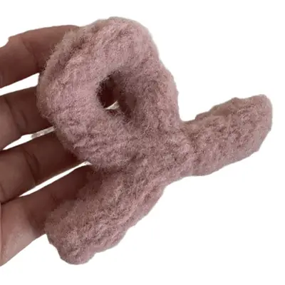 Autumn & Winter Felt Plush Hair Clips Cross Grip Medium Clip