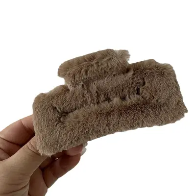 Furry Hair Clips for Women Autumn Winter Updo Shark Clip
