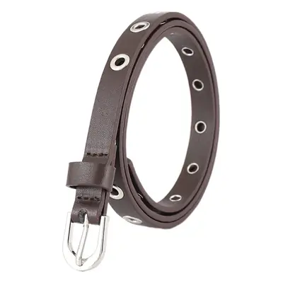 Women's Brown Leather Belt with Silver Buckle