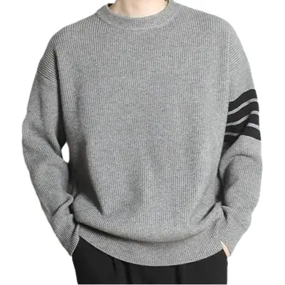 Men's Grey 2023 Sweater with Stripes