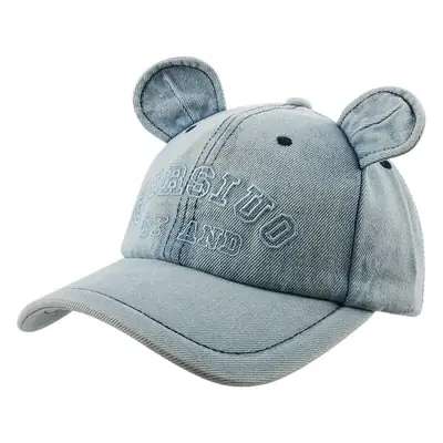 Cute Bear Ears Denim Baseball Cap with "BFS" Embroidery