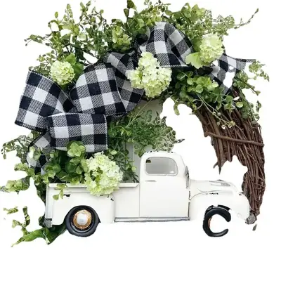 Red Truck Christmas Wreath Garland for Winter Decor
