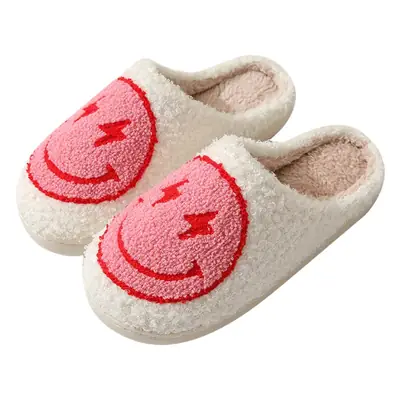 Cross-border Winter Lightning smiley face cotton slippers wholesale women's indoor household non-slip home autumn and winter warm slippers