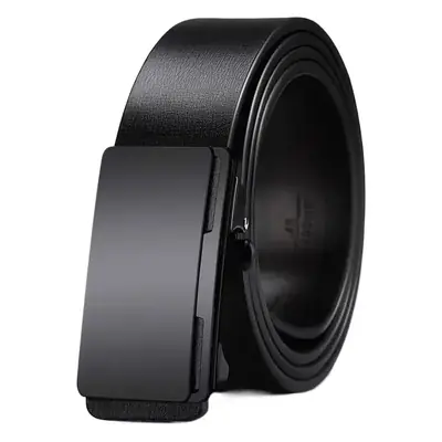 Men's Black Leather Belt with Automatic Buckle