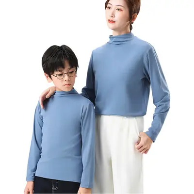 White Half-high Collar T-Shirt for Boys & Girls Autumn Winter