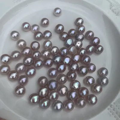 Freshwater lavender steamed bread beads 10-10.5mm half-empty mirror light flawless quality DIY semi-finished pearl material