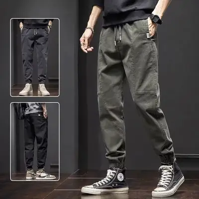 Men Dark Gray Ankle-Tied Harem Trousers