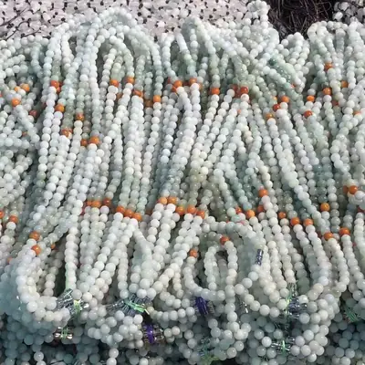 Tri-color Jade Necklace with Round Beads