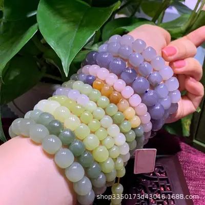 Xinjiang Jade Bracelets White Cat's Eye Set
