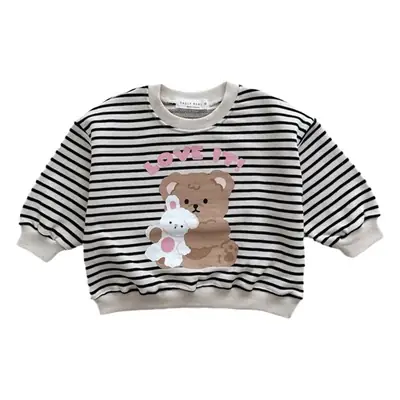 Girls Cotton Bear Print Sweatshirt Set Pink