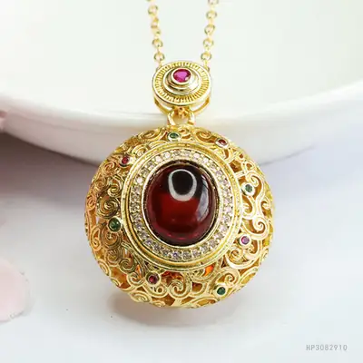 Natural Blood Amber Pendant Necklace for Women
