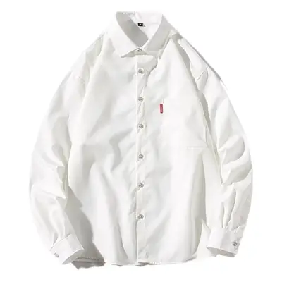 Men's College Style Long Sleeve Shirt Grey Solid Plus Size