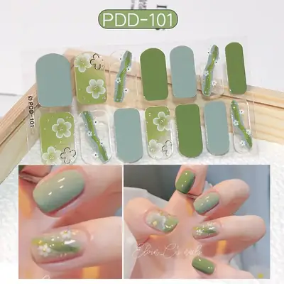 3D Waterproof Nail Sticker for Girls - Green & Butterfly Design