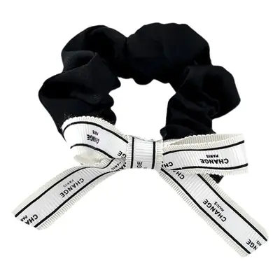 Black Vintage Letter Bow Hair Rope with Chanel Style Band