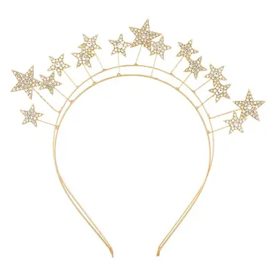 Double Layer Star Bridal Headband Gold Silver Alloy
