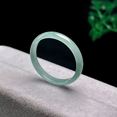 Light Blue Jade Ring A-Grade Ice Waxy Translucent