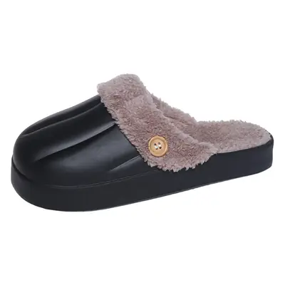 Waterproof Cotton Slippers for Women, Autumn and Winter 2023, Non-Slip, Warm, Plush, Closed-Back, Home Couple Slippers for Men, Thickened and Warm