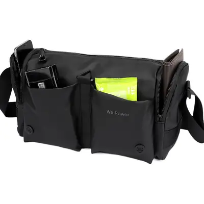 Black Men's Shoulder Messenger Bag with Long Strap