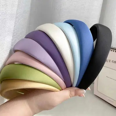 Satin Face Wash Headband Black High End Luxury Sponge Hair Accessory