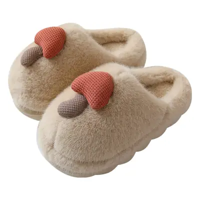 Thick-Soled Mushroom Cotton Slippers for Autumn and Winter, Wholesale Couple Indoor Non-Slip Parent-Child Household Eva Plush Slippers, Maternity Shoes