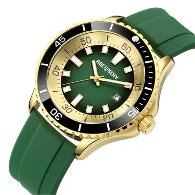Men's Luminous Silicone Sports Watch with Black Band