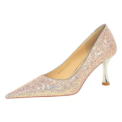 Sparkly Black Pointed Heels for Women
