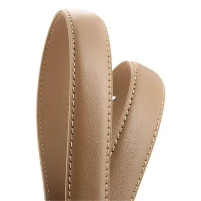 Women's Beige Leather Belt with White Stitching