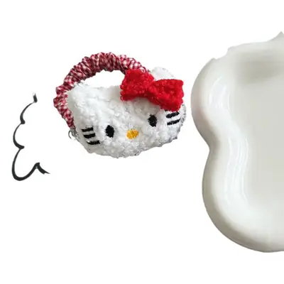 Hello Kitty Plush Hair Tie Ring Red Bow