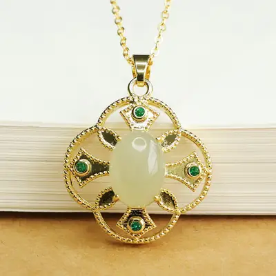 Aiyu Natural Hetian Jade Clear Water Pendant Necklace