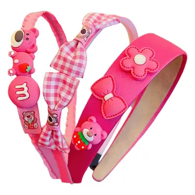 Children's Pink Strawberry Bear Headband with Bow